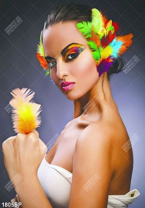 Tranh cô gái make up nghệ thuật file psd