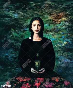 Tranh vẽ cô gái bí ẩn trang trí spa