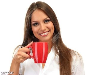 Tranh cô nàng xinh đẹp cầm ly coffee in uv