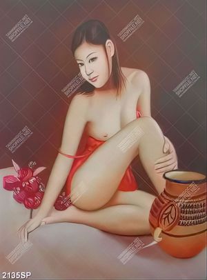 Tranh vẽ cô gái bán khỏa thân treo tường spa
