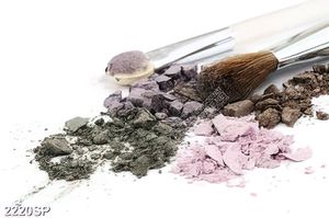 Tranh spa bột phấn và cọ trang điểm