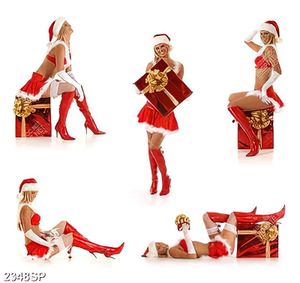 Tranh spa người mẫu noel và hộp quà