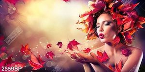 Tranh canvas cô gái mùa thu treo tường spa