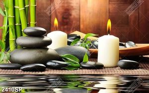 Tranh treo spa ngọn nến và đá đen