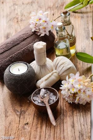 Tranh cành hoa lan và muối đá spa