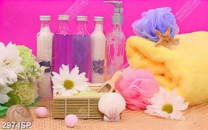 Tranh hoa đẹp và muối đá spa