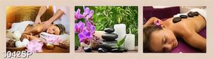 Tranh bộ 3 tấm hoa lan và người đẹp nằm massage file psd