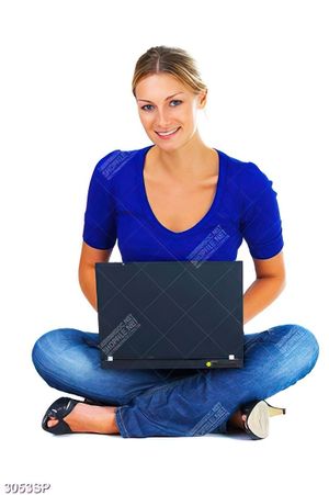 Tranh cô gái ngồi bên laptop in uv treo tường spa