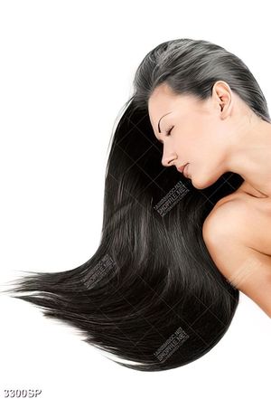 Tranh cô gái với mái tóc đen dài óng ả