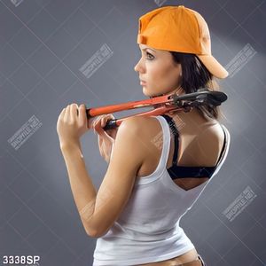 Tranh cô gái gợi cảm cầm chiếc kìm sắt