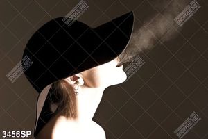 Tranh cô gái nhả khói thuốc trắng