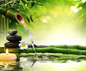 Tranh nước chảy qua ống trúc treo spa