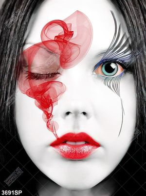 Tranh gương mặt make up nghệ thuật
