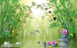 Tranh rừng trúc xanh file gốc