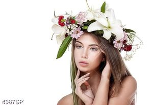 Tranh người đẹp đội hoa