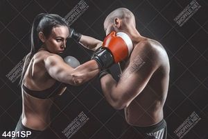 Tranh cặp đôi tập boxing