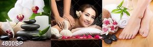 Tranh bộ ghép hoa đá và người đẹp chăm sóc da trong spa