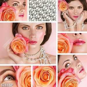 Tranh bộ ghép cô gái xinh đẹp và hoa hồng