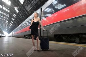 Tranh cô gái bên tàu cao tốc