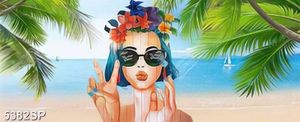 Tranh cô gái trẻ chu môi dễ thương