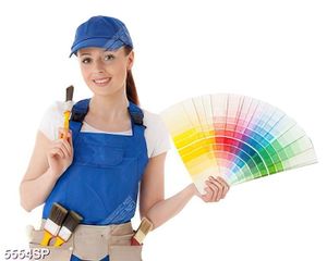 Tranh SP5554 cô gái trẻ cầm bảng màu