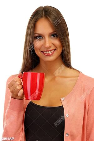 Tranh cô gái cầm cốc trà