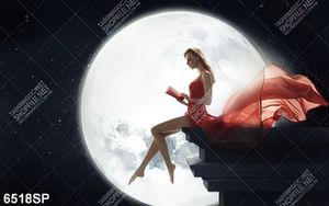 Tranh người đẹp bên ánh trăng file psd