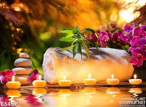 Tranh cảnh spa nến thơm trong đêm