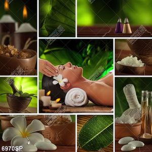 Tranh bộ ghép hoa trắng và muối đá spa