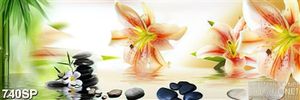 Tranh đẹp spa hoa lan cam và đá đen