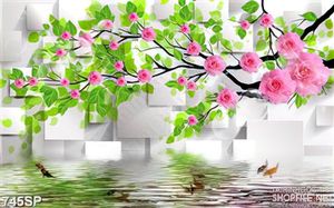 Tranh hoa hồng và lá xanh