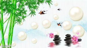 Tranh treo tường spa ngọc trai trúc xanh đá đen