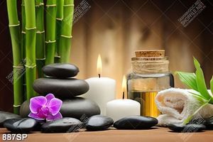 Tranh spa đá trúc và ngọn nến