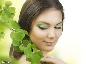 Tranh người mẫu makeup đôi mắt xanh treo spa