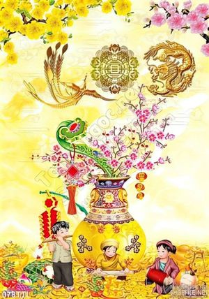 Tranh Tài Lộc, tranh Tết bình cổ trang trí