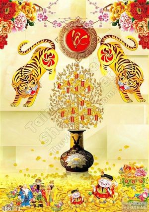 Tranh Tài Lộc, tranh Tết bình cổ đẹp