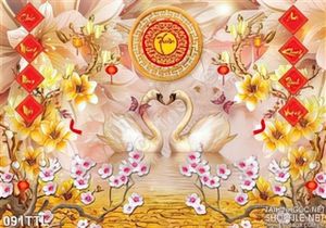 Tranh Tài Lộc, tranh Tết đôi thiên Nga đẹp