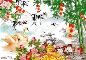 Tranh Tài Lộc, tranh Tết thiên Nga thư pháp