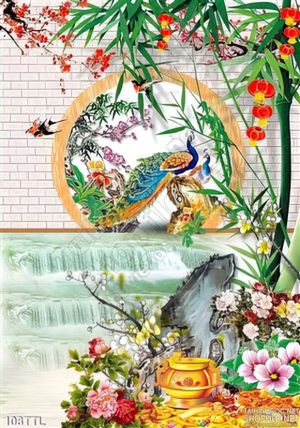 Tranh Tài Lộc, tranh Tết chim Công treo tường đẹp