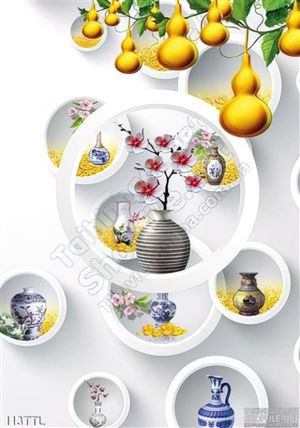 Tranh Tài Lộc, tranh Tết bình hoa cổ trang trí