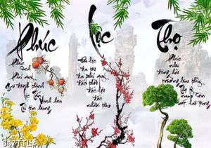 Tranh tài lộc thư pháp Phúc Lộc Thọ trang trí phòng khách