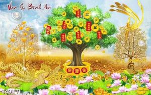 Tranh kim tiền trang trí nội thất in uv