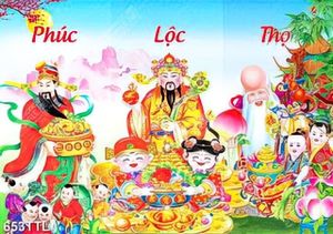 Tranh Phúc Lộc Thọ trang trí phòng khách đẹp nhất in uv