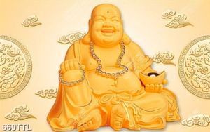 Tranh 3D giả ngọc Phật Di Lặc trang trí nội thất