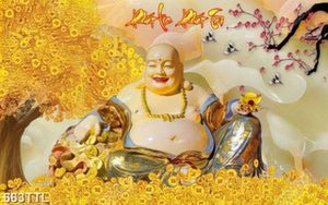 Tranh kim tiền Phật Di Lặc trang trí nội thất file gốc