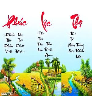 Tranh phúc lộc thọ gắn tường file gốc