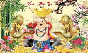 Tranh kim tiền rồng và Phật Di Lặc chất lượng cao