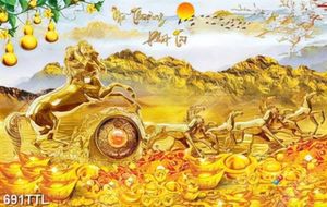 Tranh trang trí phòng khách mã thượng phát tài