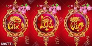 Tranh thư pháp phúc lộc thọ khổ ngang trang trí tường