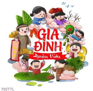 Tranh dán tường ngày tết gia đình đoàn viên file psd